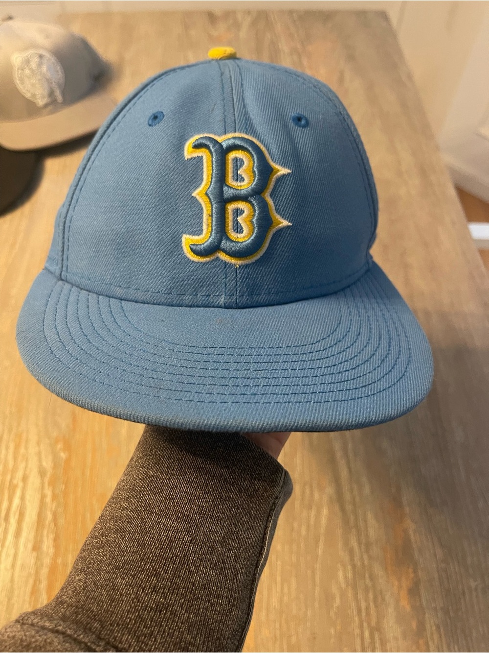 New Era Kids Blue fitted Baseball  Cap with Yellow 'B' Patch